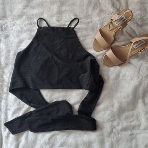 NEW Large Black Shimmery Crop Top